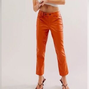 Free People Orange Cropped Pants